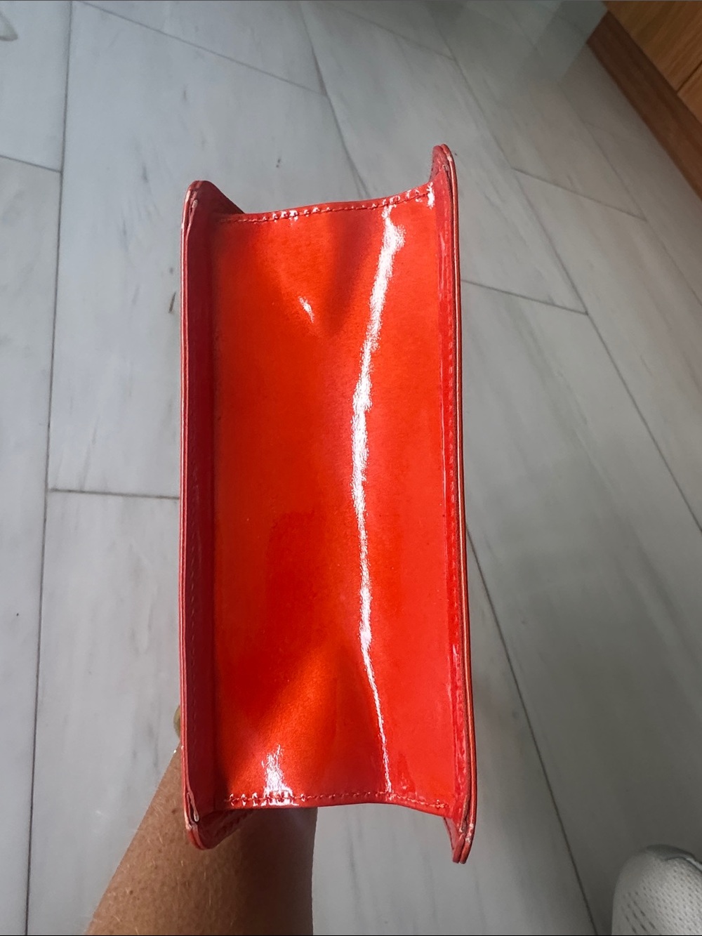 Louis Vuitton Orange-Red Spring Street Vernis Monogram Top Handle Satchel - Picture 3 of 7